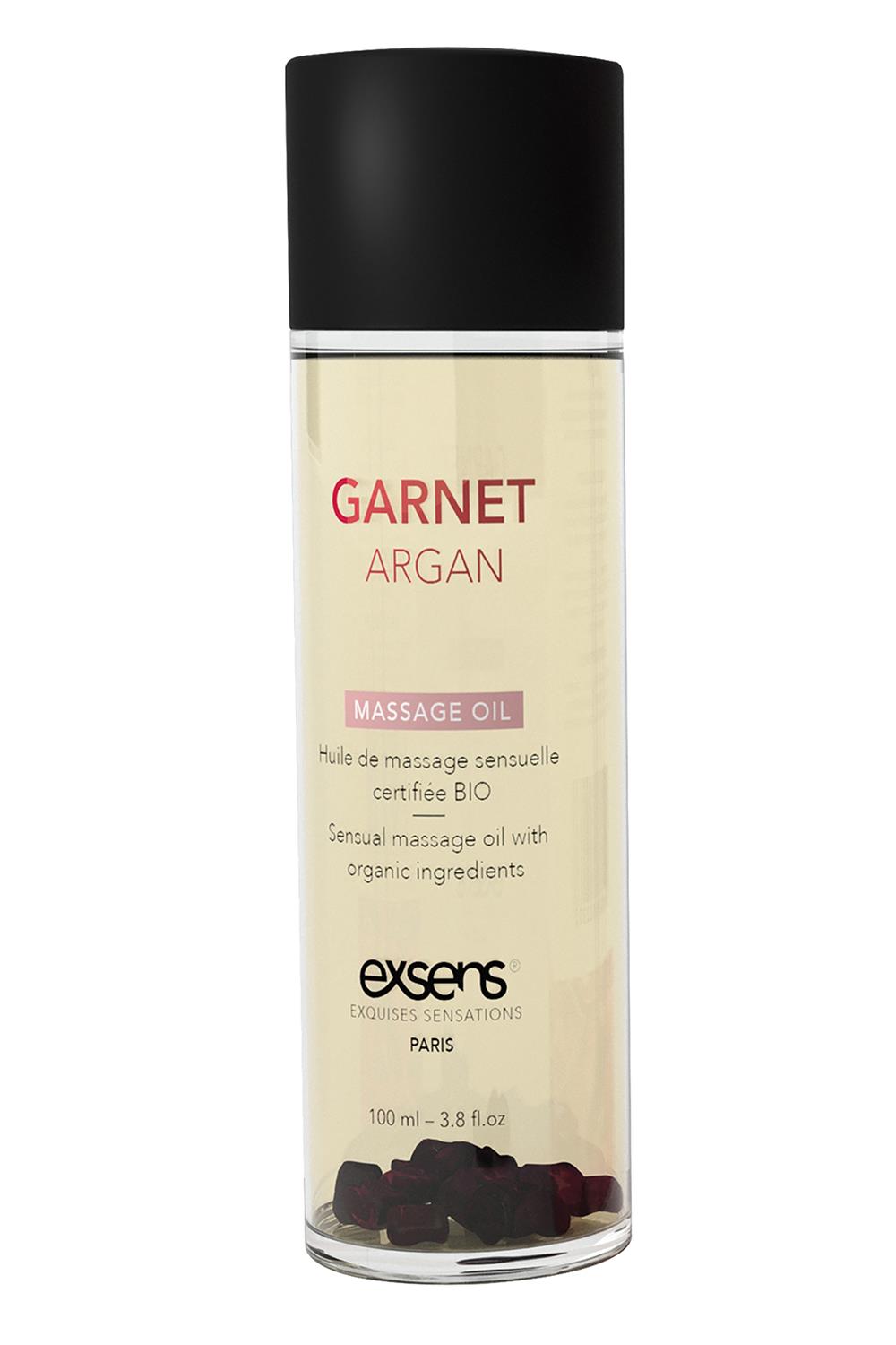 Organic Massage Olie med Garnet sten og Argan olie fra Exsens