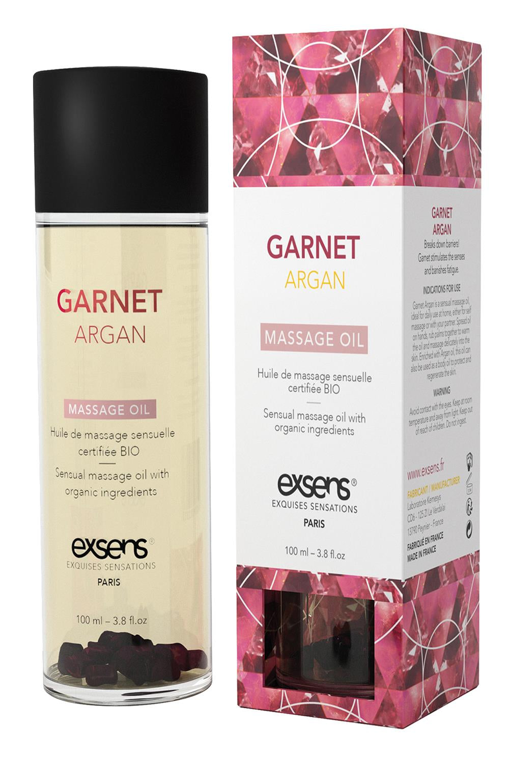 Garnet Argan Massage Olie fra Exsens - ægte kvalitet fra Paris