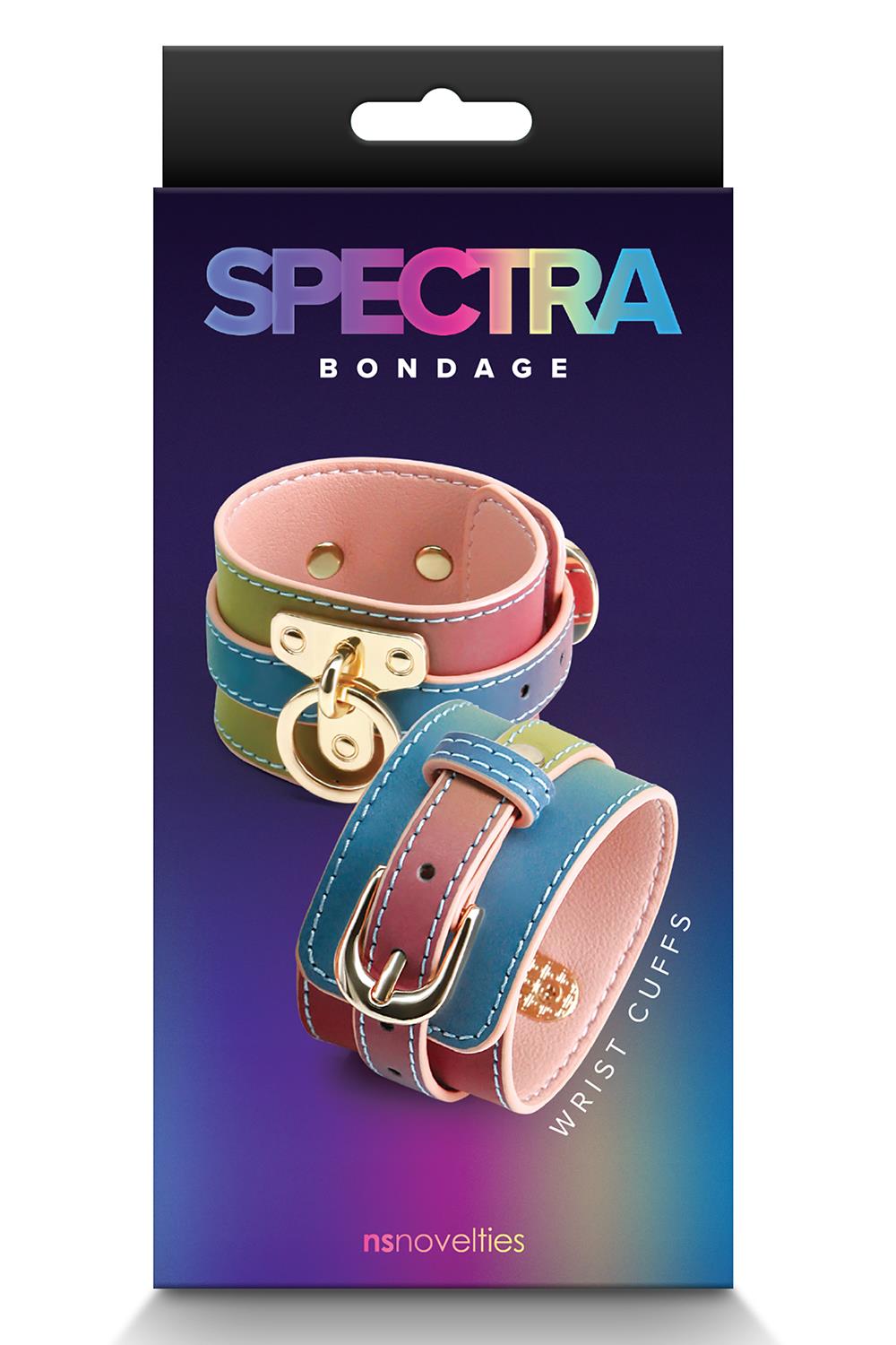 Bondage manchetter til håndled, Spectra, fra NS Novelties i regnbuefarvet design