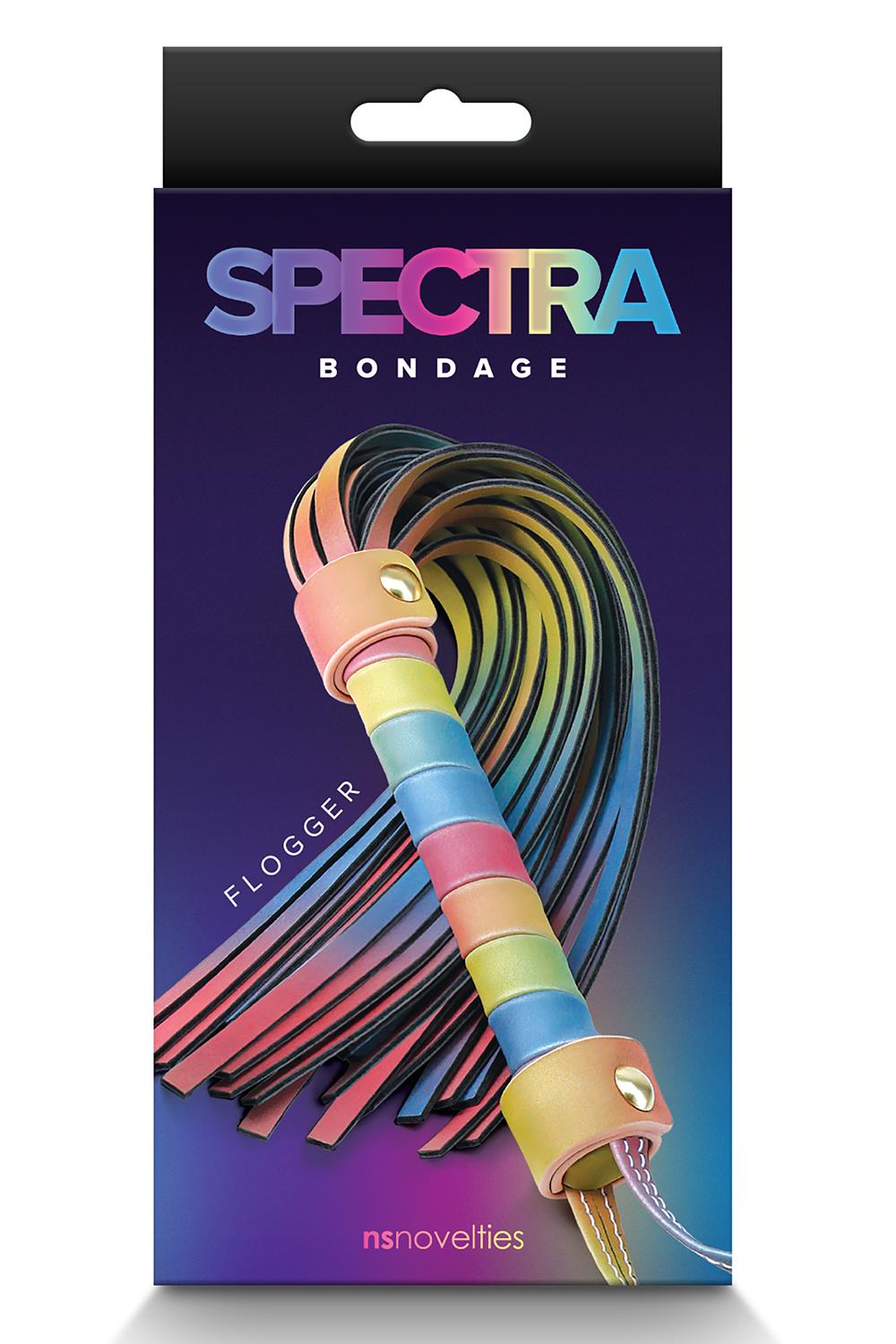 Flogger til BDSM i farverigt design, Spectra, fra NS Novelties