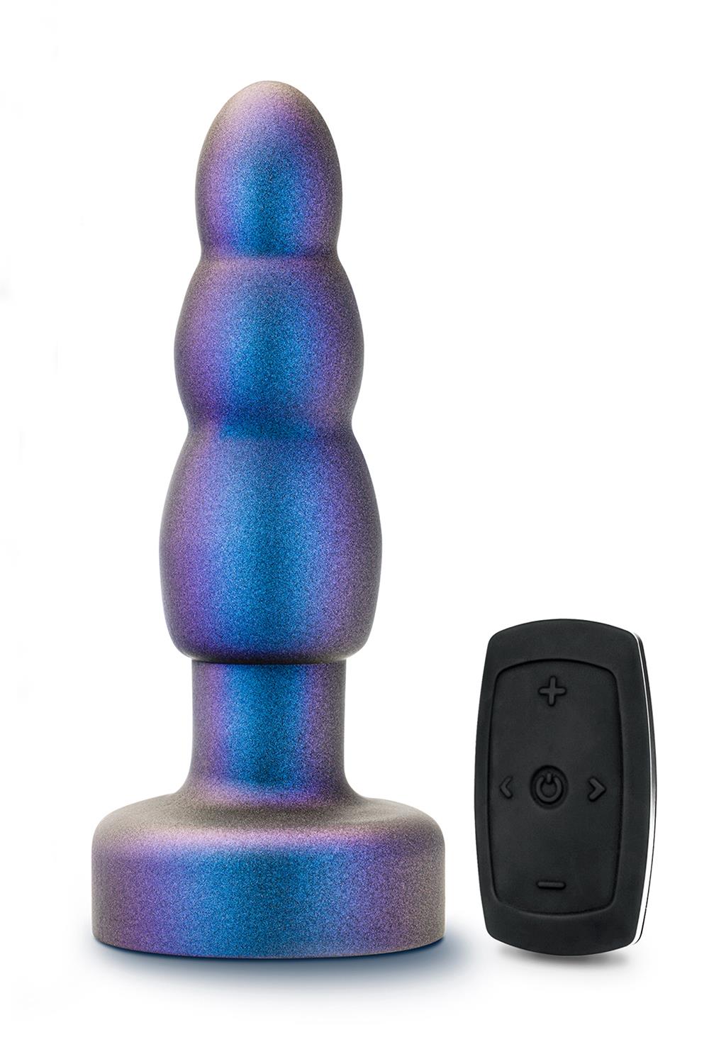 Buttplug med Vibrator og fjernbetjening i smuk blå lilla farve