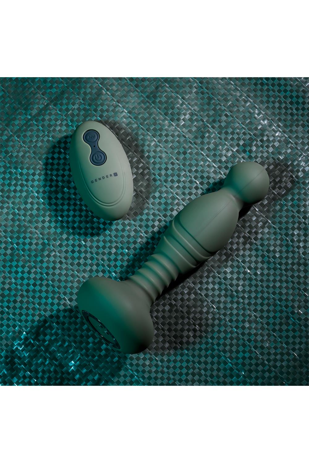 Grøn Anal Vibrator med fjernbetjening fra Gender X
