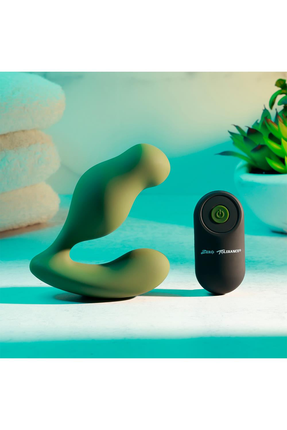 Vibrator Butt Plug med Fjernbetjening i grønt design og virkelig god kvalitet