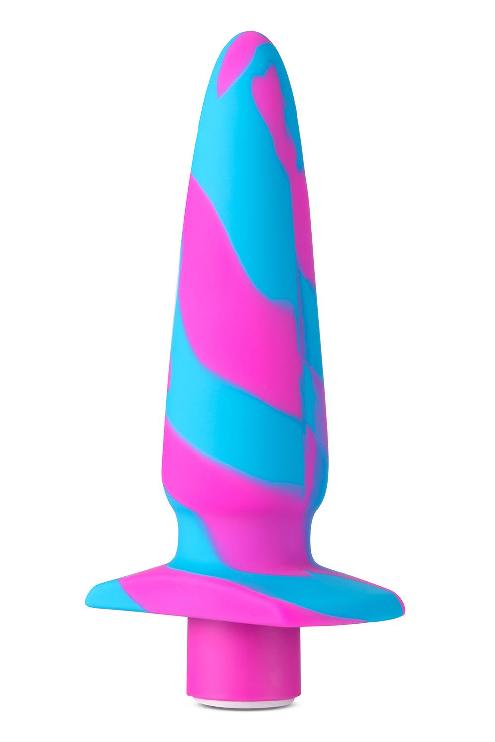 Avant Vibrotize Buttplug Vibrator i farverigt blåt pink design