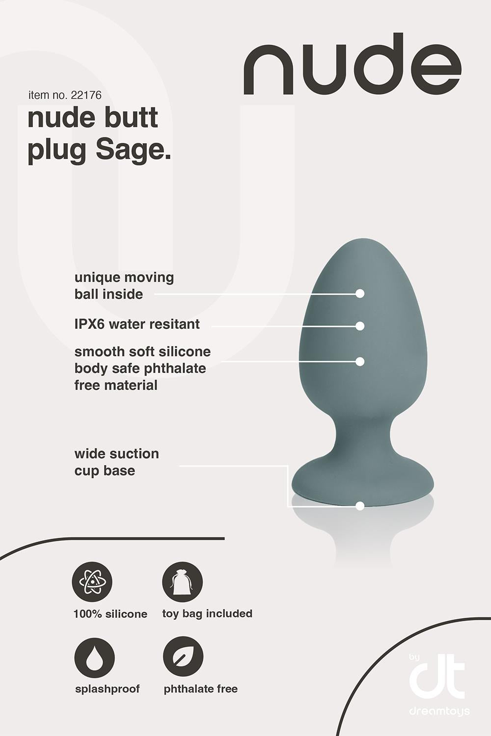 Nude Sage Butt Plug lavet i silkeblød kropssikker silikone