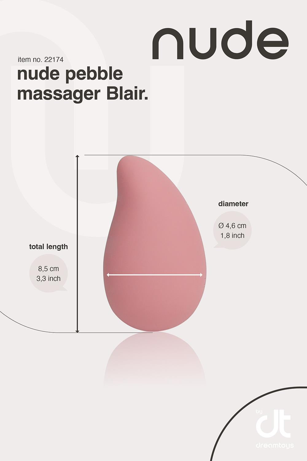 Nude BLAIR Massage Vibrator Dimensioner