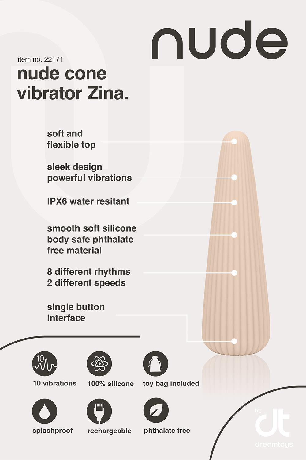 Nude Zina Vibrator Cone i smukt stilrent design