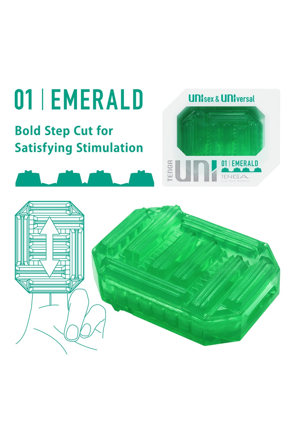 Tenga Uni Emerald Masturbator Sleeves til Klitoris og Penis