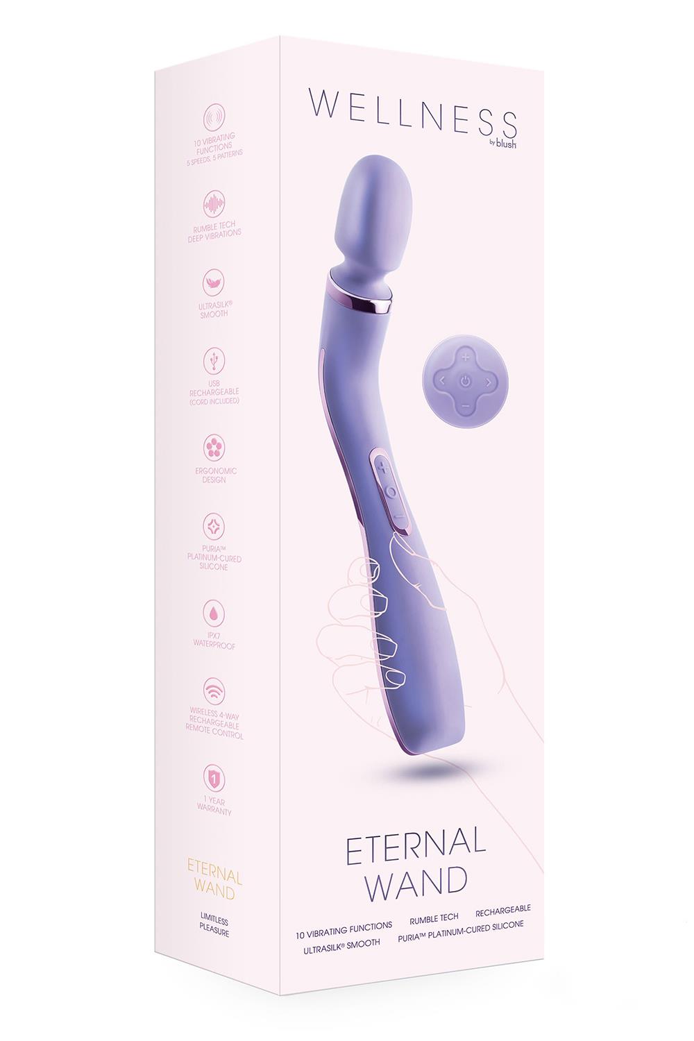 Wellness Eternal Wand Vibrator med Fjernbetjening i smukt lilla design
